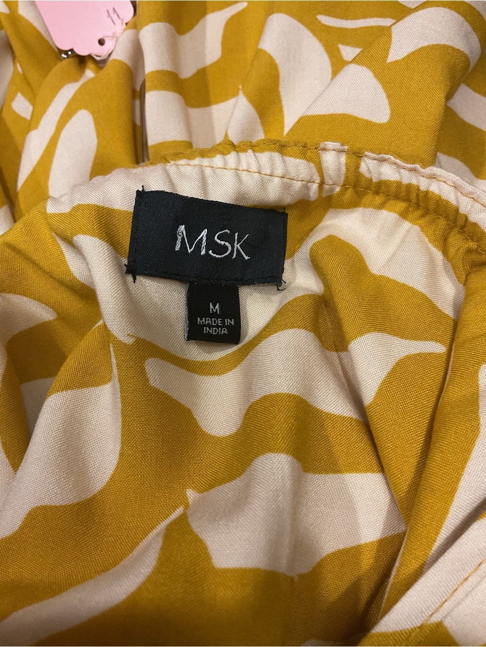 NWT MSK Yellow Abstract Print Tiered Rayon Maxi Dress Size Medium - Picture 7 of 8